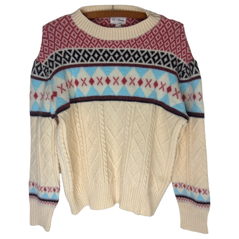 NWOT LOVE + HARMONY Fair Isle Cozy Cardigan Size Medium